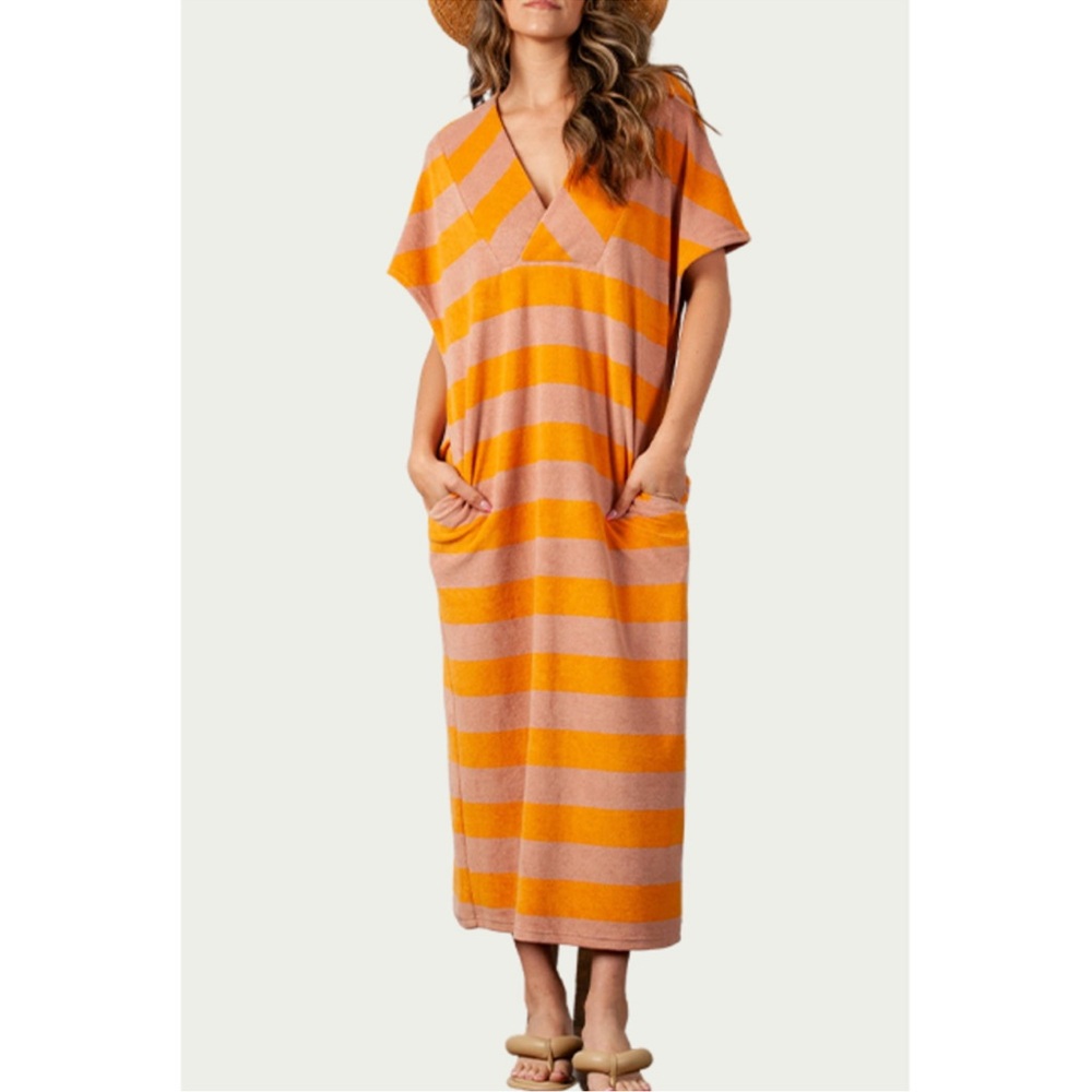 LUCCA couture striped terry maxi dress size small